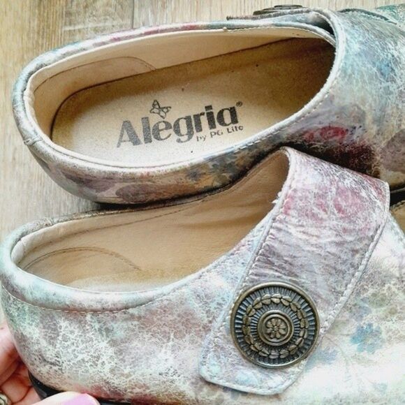 ALEGRIA by PG Lite Comfort Metallic Flat Artsy Floral Work WalkingShoes sz: EU38 - Picture 5 of 9